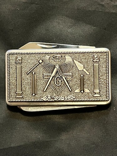 Masonic money clip knife - masonic, file