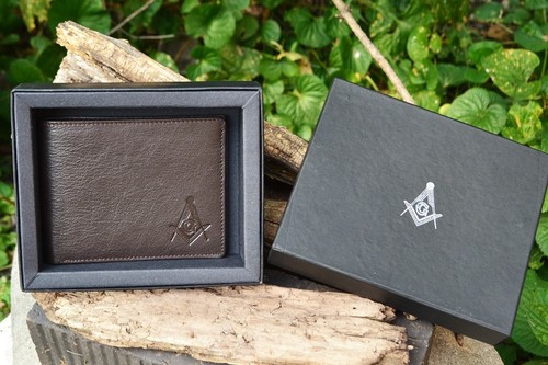 Masonic brown leather fold - masonic, bi-fold